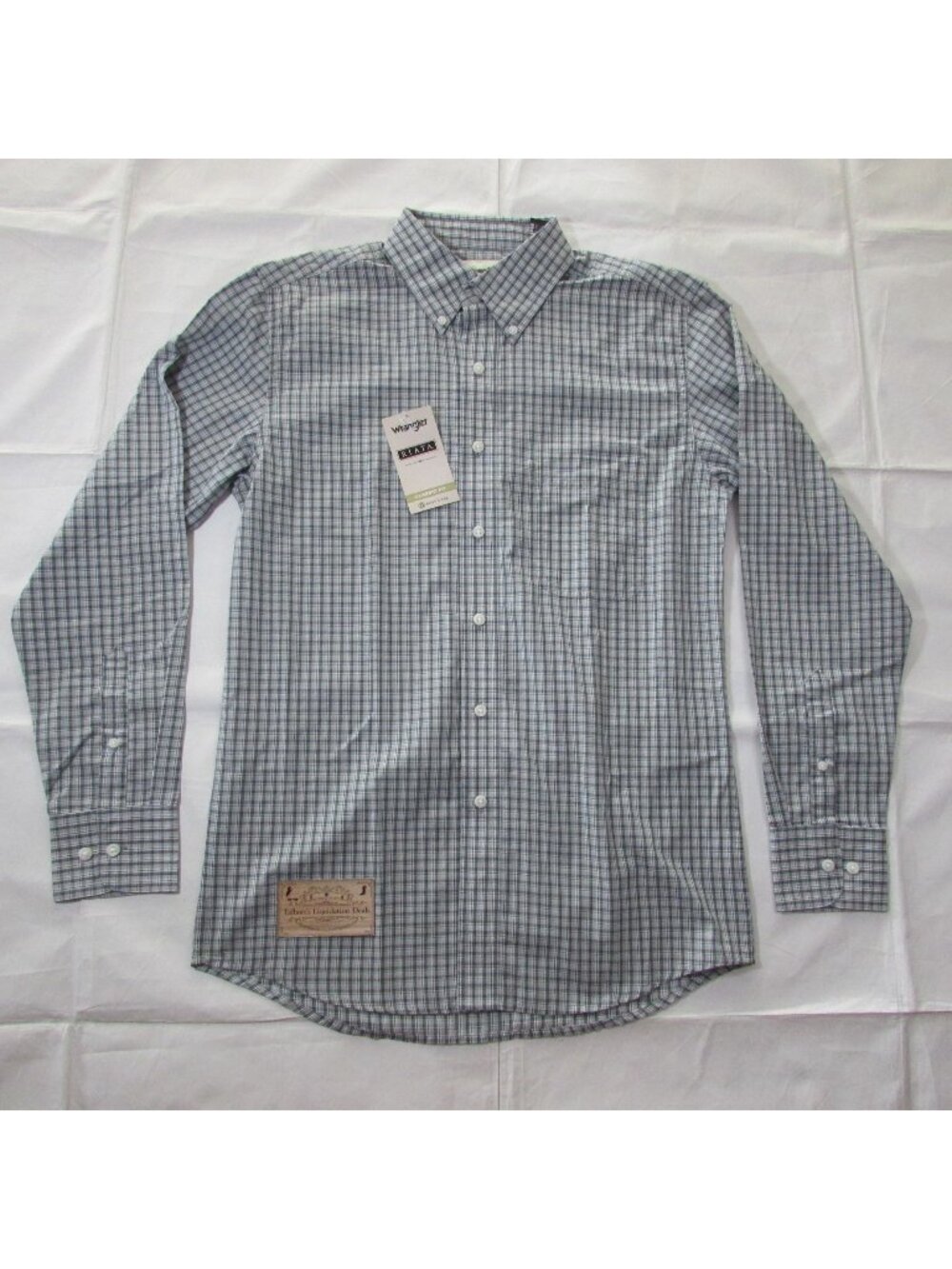 Wrangler Riata Men's Long Sleeve Plaid Button Shirt Gray 112374844